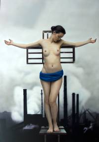 Industrial crucifixion.170x120 cms. Acrylic on panel