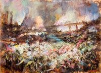 Battle.50 x 40 cms.Oil on panel