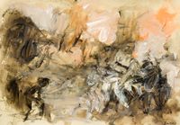 Battle. Acrylic on paper. 42 x 30 cms